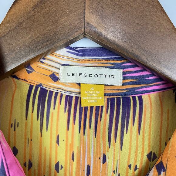 Leifsdottir Anthropologie | Mixed Print Silk Button Down Blouse As Seen on TV - Picture 9 of 10